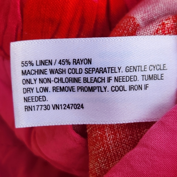 KATE SPADE New York Women's Wide Leg Pants Pink Batik Linen Comfort Boho - Picture 4 of 9